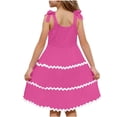 thumbnail image 4 of DISKEBUISS Children's Sleeveless Dress Solid Color Wave Stripe Strap Dresses Casual Summer Everyday & Beach Vacation, 4 of 8