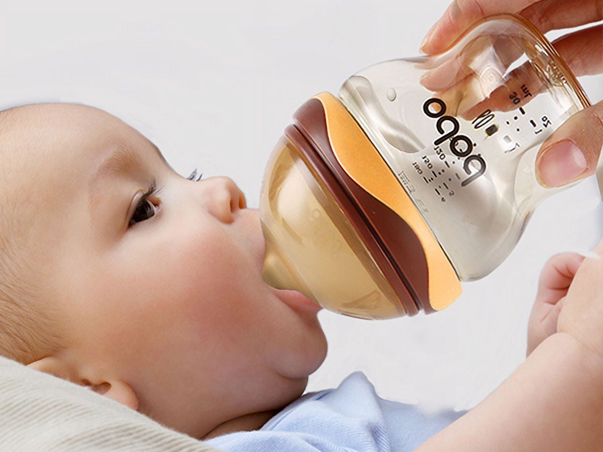 YOHKOH Newborn Baby Bottles - Wide Neck Bottles,Slow Nipple,Orange, 6oz/180ml,4pk
