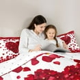 thumbnail image 5 of jejeloiu Cute Cartoon Loves Queen Comforter Set,Flower Heart Bedding Sets,Happy Valentine'S Day Bedding Comforter Set For Girls Teens,Breathable Home Decor Reversible,3 Pieces, 5 of 8