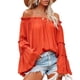 thumbnail image 1 of Blusa acampanada de manga larga con hombros descubiertos, ligera, transpirable, Tops de moda para mujer, 1 of 6