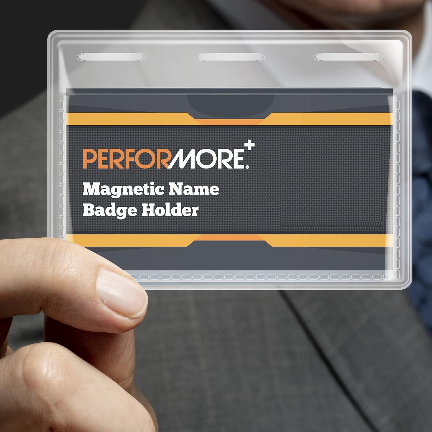 Performore 100 Pack of 4x3 Magnetic Name Badge Holders Clear PVC Horizontal ID Card Tags Kit Waterproof Reusable Plastic Tag
