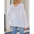 thumbnail image 5 of Women'S Lace Sequin Appliques Sweater Fall Winter V Neck Long Sleeve Sweaters Trendy Cozy Casual Sweaters White S, 5 of 9