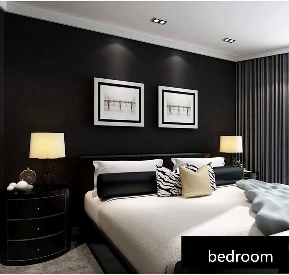 Abyssaly Black Peel and Stick Wallpaper 23.6" x 196.8" Silk Embossed Self Adhesive Removable Wallpaper Peel and Stick