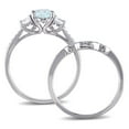 thumbnail image 4 of Everly Women's Created Sapphire Created Aquamarine 10k White Gold Bridal Set, 4 of 8