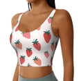 thumbnail image 2 of Hirioo Hand Drawn Strawberry for Women's Sports Vest with Full-Print Design, Stretchy Fabric and Removable Pads-Large, 2 of 8