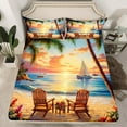 thumbnail image 2 of Erosebridal Hawaii Beach Bed Sheets Set Twin Size, Summer Holiday Bedding Twin Size, Romantic Sunset Sheet Set Twin, Super Cozy Room Decoration, 3pcs, 2 of 7