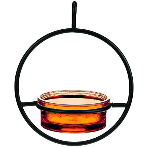 Mosaic Birds Recycled Glass & Metal Hanging Bird Feeder for Outdoors-Oriole Feeder for Garden- Bluebird Feeder - Orange