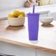 thumbnail image 3 of Vaso de plástico plano de 24 onzas, sin BPA, vaso reutilizable de gran tamaño con tapa y pajita., 3 of 5