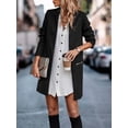 thumbnail image 4 of NAYTOAO Women Stand Collar Mid Length Open Coat with Zipper Pockets, 4 of 6