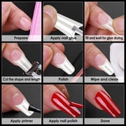 Moclever 500Pcs False Nail Tips, Elegant C Curve Half Cover French Nails, Extra Long Fake Finger Nails, For Nail Art Salons Home DIY, 10 Sizes, Easy To Use, Transparent