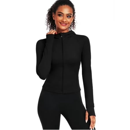 NELEUS Womens Hooded Athletic Jackets Zip Up Yoga Workout Jacket Slim Fit With 2 Inner Pockets