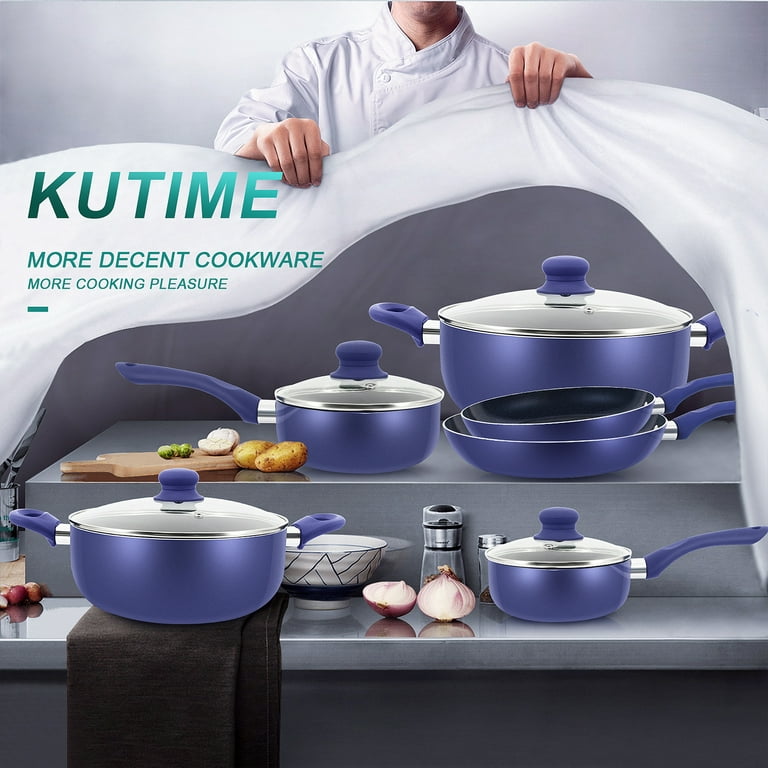 KUTIME 10 - Piece Non-Stick Aluminum Cookware Set & Reviews