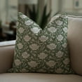 thumbnail image 2 of Fabdivine's Decorative Hand Block Print Pillow Cover for Living Room, 16"X16", Green, Dhruv, 2 of 8