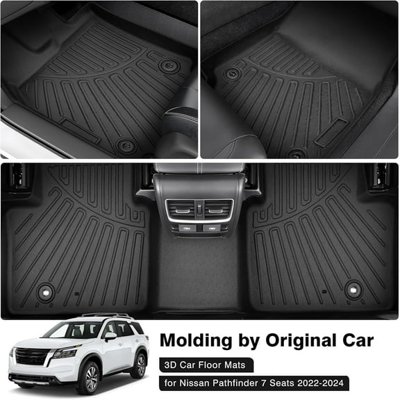 Floor Mats for 2023-2025 2026 Nissan Pathfinder 7 Seats Accessories All Weather Floor Liners 3D TPE Floor Mat Heavy-Duty Floor Liners
