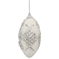 thumbnail image 3 of Northlight 4ct Beaded Shatterproof Christmas Finial Ornament Set 4.5" - White/Silver, 3 of 4