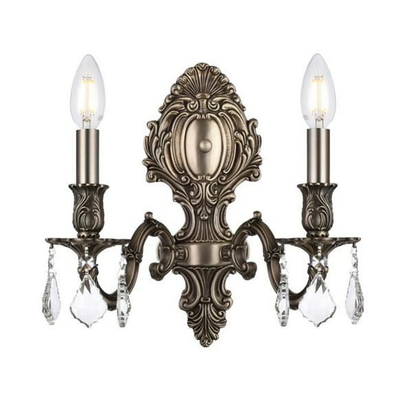Monarch 2 light Pewter Wall Sconce Clear Royal Cut Crystal