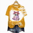 thumbnail image 5 of TOWED22 Womens Halloween Bow Graphic Oversized Shirts Spooky Season Tee Short Sleeve Bleached Tops(Yellow,L), 5 of 7