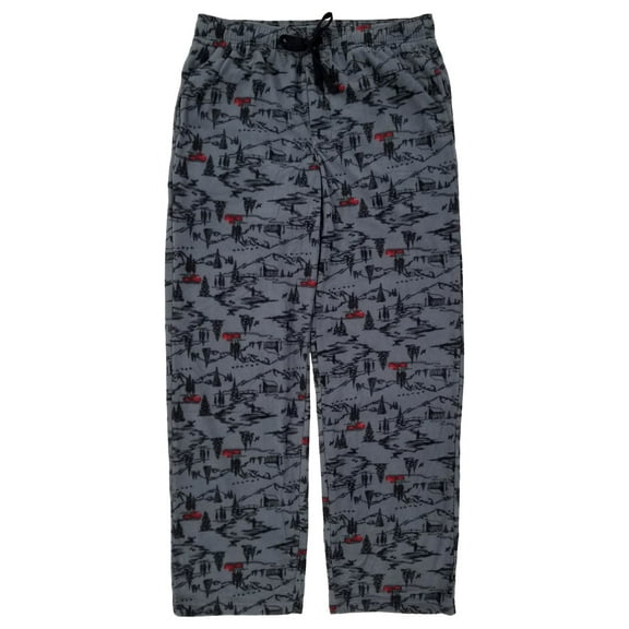 Mens Gray Fleece Outdoor Mountain Range Truck Sleep Pants Pajama Bottoms Medium