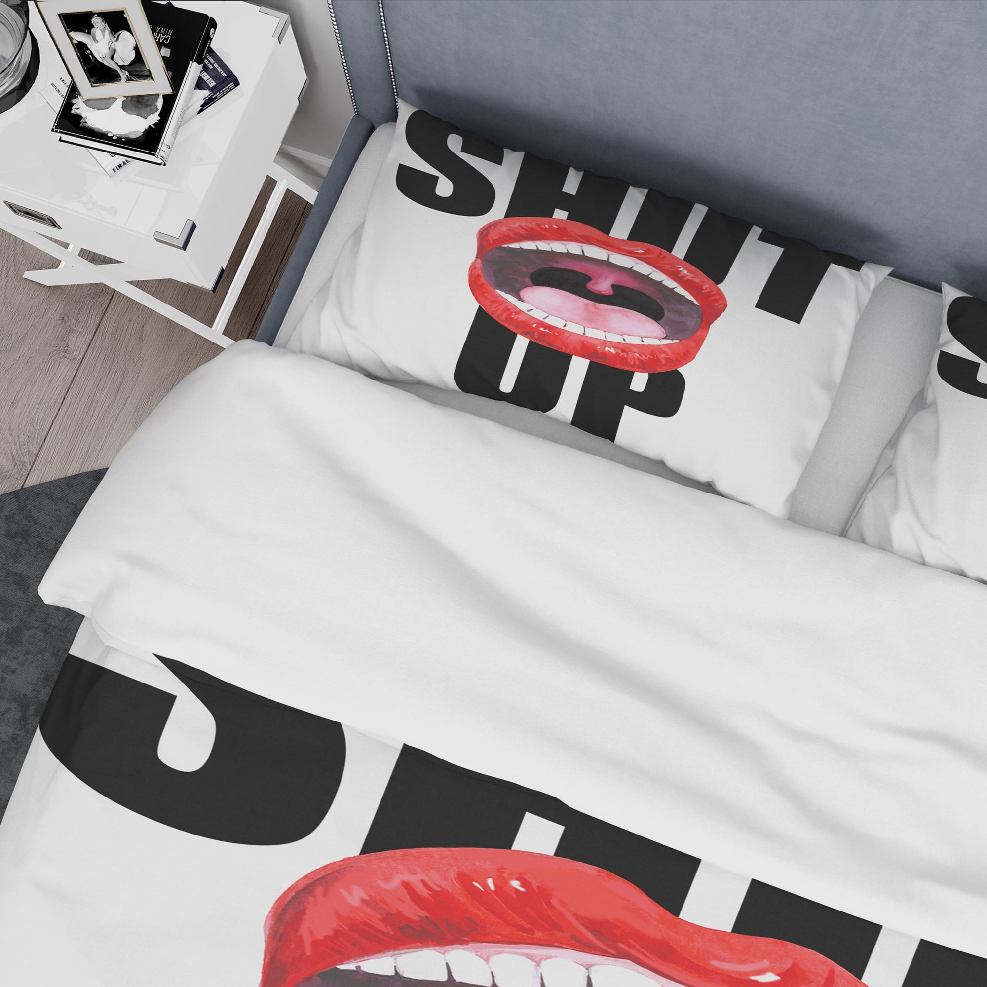 Designart 'Female Lips' Glam Duvet Cover Set