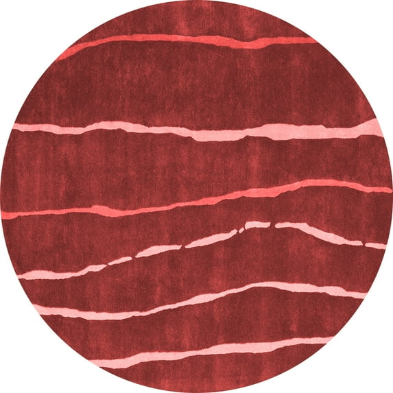Ahgly Company Indoor Round Abstract Red Contemporary Area Rugs, 6' Round