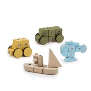Guidecraft Guidecraft Snap Block Vehicles - 32 pc. set: Wooden Pretend Play Early Education Learning Toy for Kids, Block Play Building Set for Toddlers
