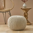 thumbnail image 2 of GDF Studio Poona Handcrafted Modern Cotton Pouf, Ecru, 2 of 7