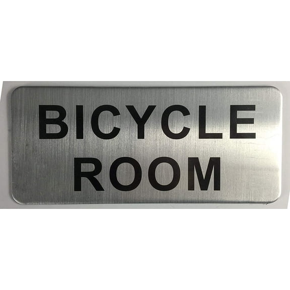 BICYCLE ROOM SIGN (BRUSH ALUMINIUM, 3.5X8 )-The Mont argent line.