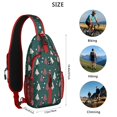 thumbnail image 5 of Sling Backpack,Dark Green Christmas Tree Pattern Crossbody Bag with Water Bottle Holder,Waterproof Sling Bag for Men/Women with Chest Phone Holder for Hiking,Travel, 5 of 6