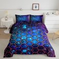 thumbnail image 2 of Erosebridal Gradient Starry Sky Bedding Full Comforter Set, Neon Galaxy Down Comforter, Geometry Decor, Reversible 3pcs, 2 of 7