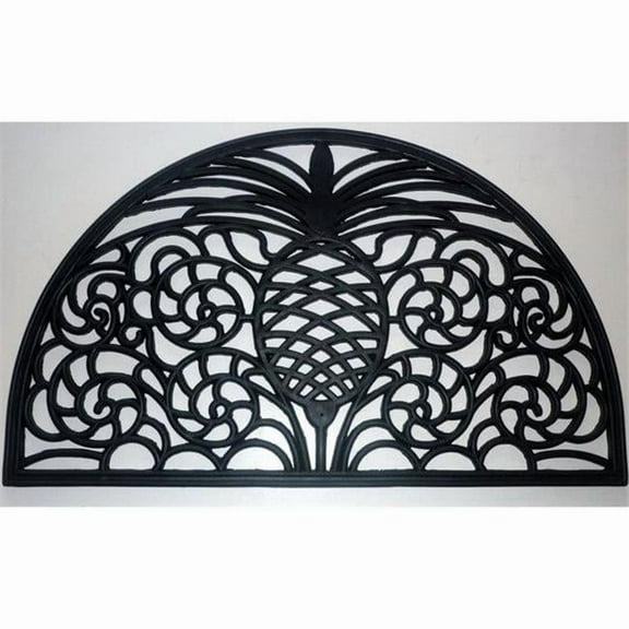 Geo Crafts G166 Rubber Pineapple Welcome Mat, Black