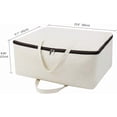 thumbnail image 2 of Breathable Canvas Cotton Soft Storage Bags with 3-side Zip Handles, Bedding, Sweaters, Clothes Organizer in Wardrobe, Beige, 2pcs, 2 of 6