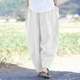 thumbnail image 4 of JUSLIO Linen Pants Women Casual Pockets Linen Comfortable White S, 4 of 8