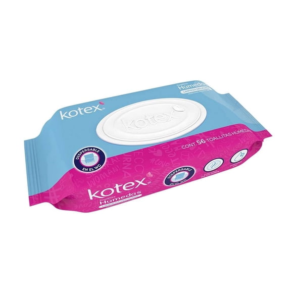 Toallas húmedas Kotex Flushable 56 pzs