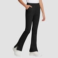 thumbnail image 2 of Leey-World Girls School Uniform Pants Kids Pull On Straight Leg Stretchy Elastic Waist Trousers with Pockets 5-14 Years(Black,11-12 Years), 2 of 6