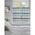 thumbnail image 3 of Khaki Blue Striped Bathroom Window Curtain, Farmhouse Stripes Modern Abstract Art Light Filtering Coffee Kitchen Curtains, Bedroom Living Room Curtains 2 Panel 84"x54", 3 of 6