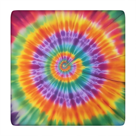 Colorful Rainbow Tie Dye Spiral Pattern Square Fitted Tablecloth with Elastic Edge,Square Table Cover,Washable Elastic Table Cover for Home Kitchen Party Decor 34"x34"