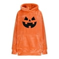 thumbnail image 2 of Yteetum Halloween Hoodies for Women Oversize Pumpkin Face Flannel Pullover Hoodies Sweatshirts Top Womens Casual Solid Halloween Pumpkin Pillow Loose Loungewear Pockets Long Sleeve Hooded Swetahsirts, 2 of 9