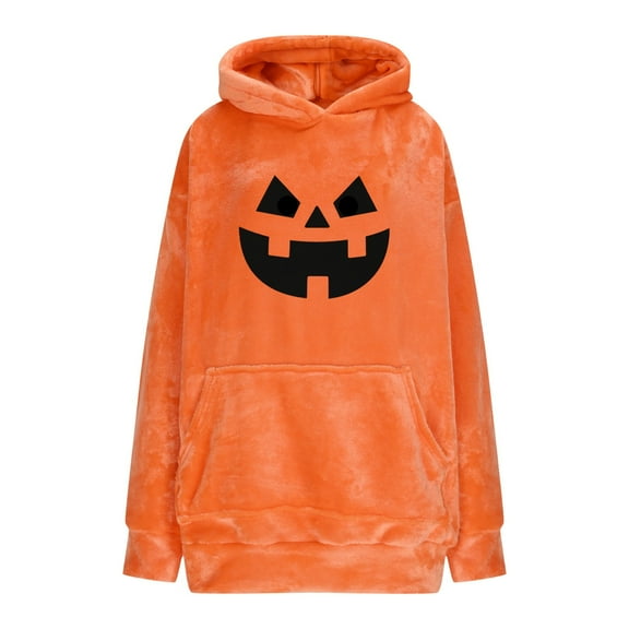 Gpaecead Pumpkin Hoodie Blanket 2 In 1 Pillow Wearable Hoodie Blanket Oversized Sweatshirt Long Sleeve Holiday Pullover Orange