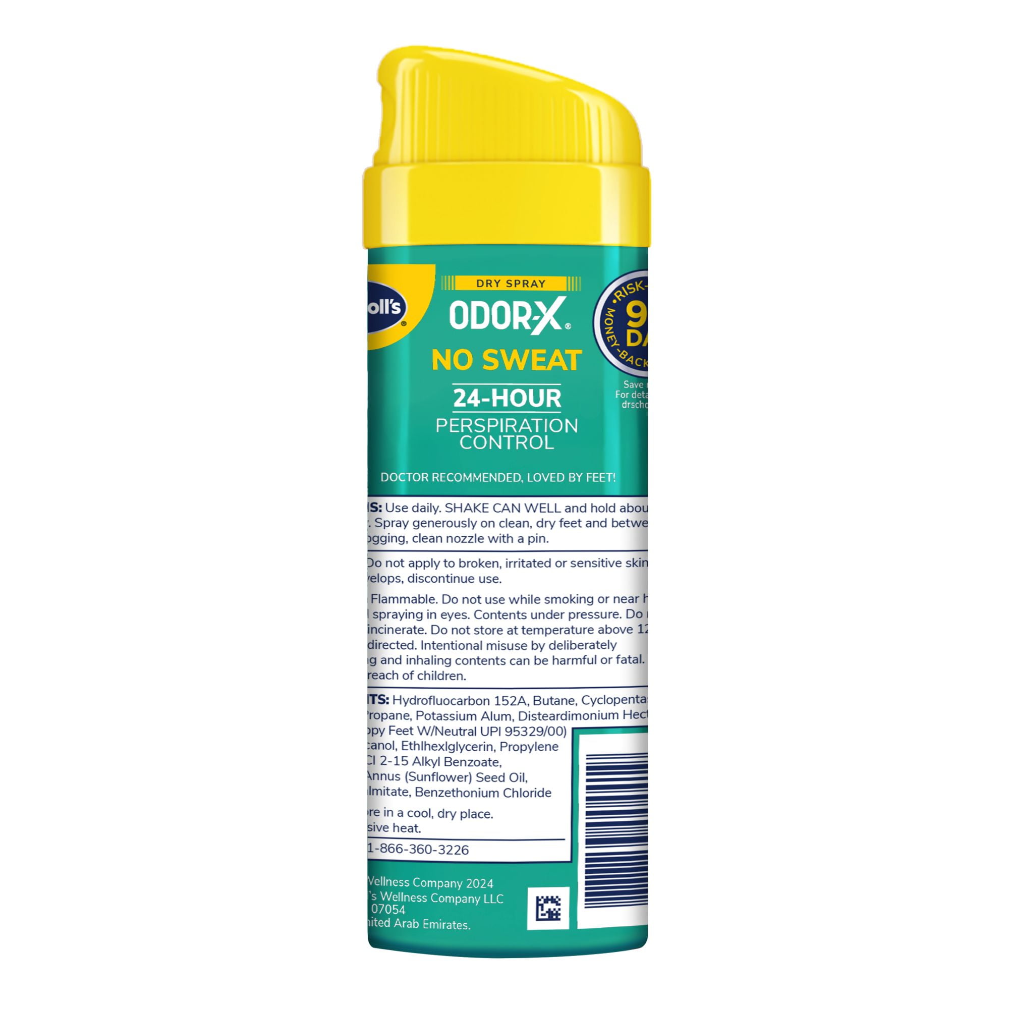 Dr. Scholl’s Odor-x No Sweat Unscented Dry Foot Spray, 3.8 oz, 24-Hour Perspiration Control