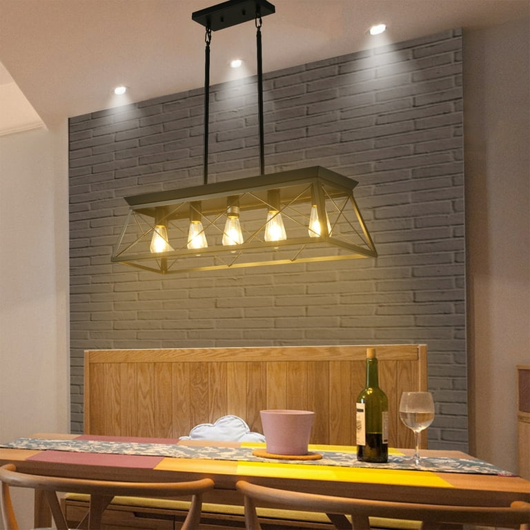 5-Lights Kitchen Island Light Ceiling Light, Retro Farmhouse