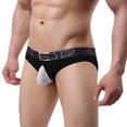 thumbnail image 1 of PEASKJP Men's Solid Briefs Soft Cotton Open Fly Tagless Underwear Regular Leg,Black L, 1 of 3
