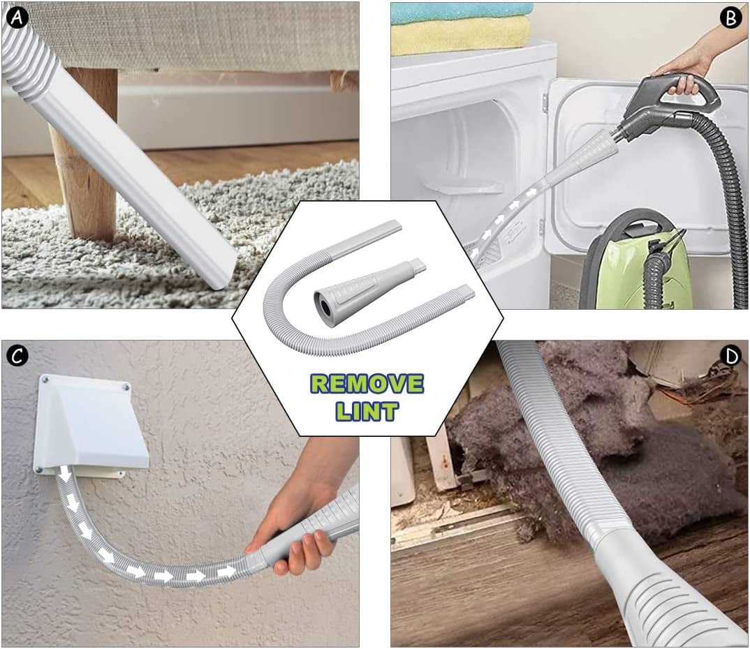 WTYYC 2 Pieces Dryer Vent Cleaner Kit and Dryer Lint Brush Vacuum Hose Attachment Brush Lint Remover Power Washer and Dryer Vent Vacuum Hose (Off White)