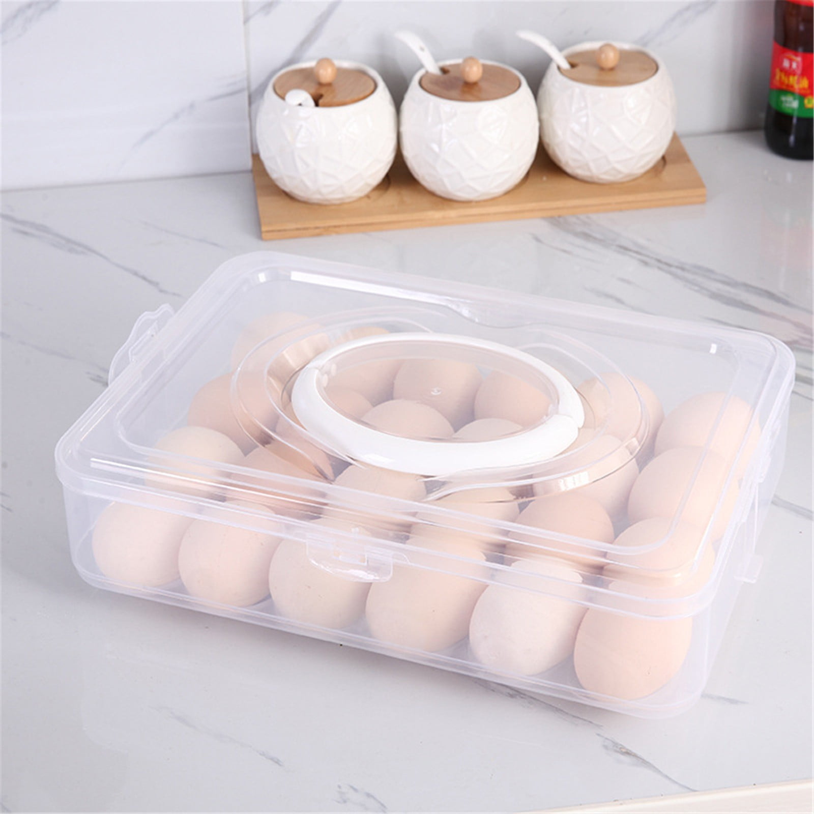 1/2/3 Layer Plastic Egg Cartons 24/48/72 Eggs Capacity Deviled Egg Trays with Handles & Lids, for Refrigerator/Kitchen/Easter Parties (Egg Fresh-Keeping) Bradem