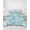 thumbnail image 2 of Twin XL Quilt Bedding Set, Turquoise Coastal Reversible Summer Quilt 3 Pieces, Nautical Coral Starfish Shell Octopus Sea Lightweight Bedspreads Coverlets with 2 Pillow Shams for All Seasons, 2 of 5