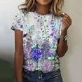 thumbnail image 2 of Otvok Womens Summer Tops Regular Casual Short Sleeve Flower Print Round Neck Pullover Blouse, 2 of 6