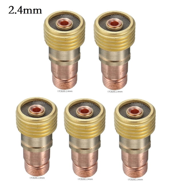 5PCS Brass Collets Body For Stubby Gas Lens Connector With Mesh For Tig WP-17/18/26 5PCS 2.4mm