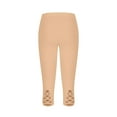 thumbnail image 6 of ZQUUVOU Women's Capris Pants Summer High Waisted Solid Color Slim Fitting Yoga Gym Pants(Beige,M), 6 of 9