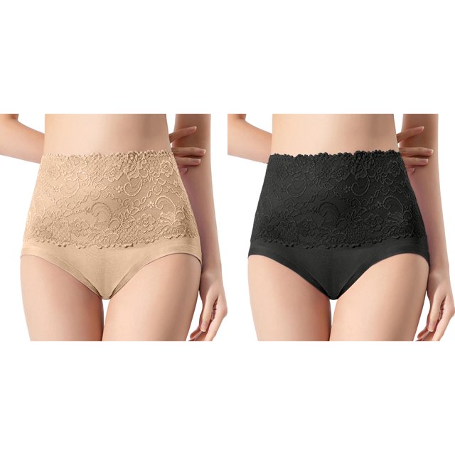 (Lot de 2) Rinsvye Culottes Taille Haute Grande Taille pour Femmes Taille 6 Tangas Rayés Taille Haute Bikini en Coton Invisible Pack Bikini Strings Personnalisés pour Femmes
