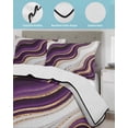 thumbnail image 4 of Purple Modern Twin XL Size Down Alternative Comforter, Lightweight Comforter Quilt Bedding Set with Pillow Shams Classic Abstract Art Luxury Golden All Seasons Bed Comforter Duvet Insert 68"x98", 4 of 7