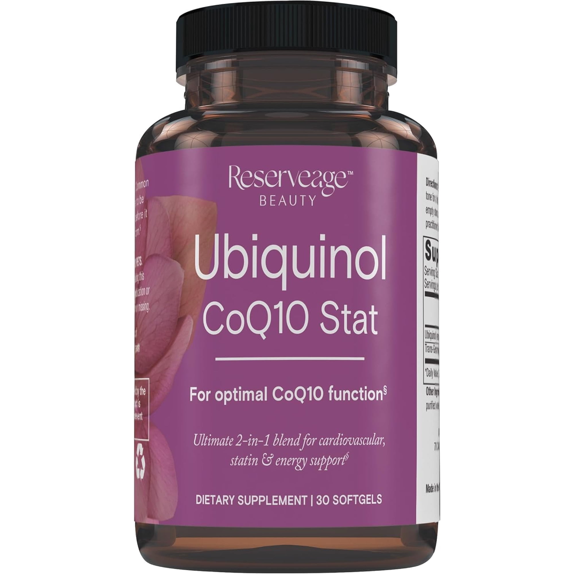 Reserveage Ubiquinol CoQ10 Stat - Softgels for Daily Use - Provides Support for Cardiovascular System, Energy Levels & Cellular Health - Premium Ubiquinol Capsules - 30 Softgels